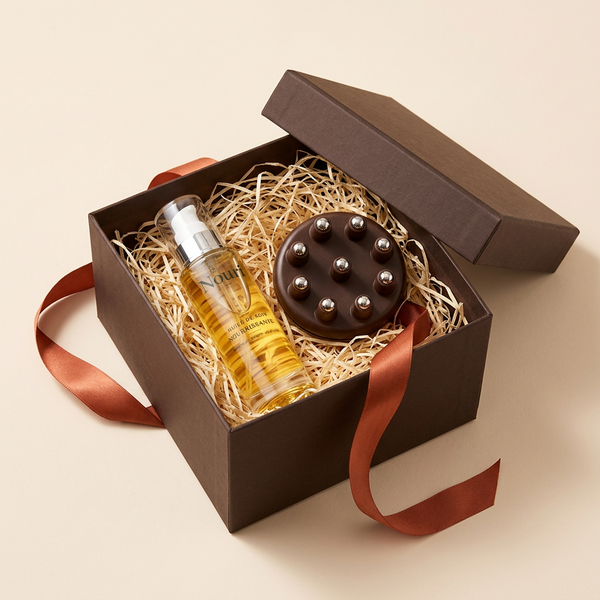 Coffret Découverte Nouri : 1 brosse de massage et 1 huile